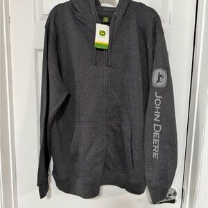 John Deere Gray Zip-Up Hoodie